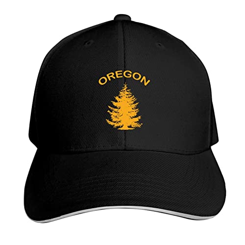 Oregon Douglas Pine Tree Unisex Adjustable Baseball Casquette Hats Sandwich Cap Black