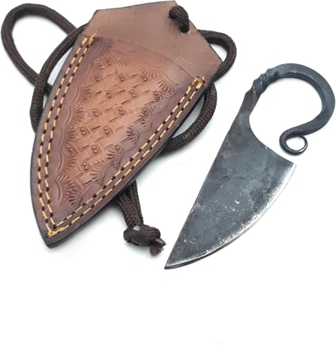 Handmade Celtic Viking knife - Hand Forged Fixed Blade Hunting Knives Celtic Pocket Knife - Hardened Blade Vintage Art Collection - Carbon Steel Necklace Knives with Sheath (Vintage Knifes)