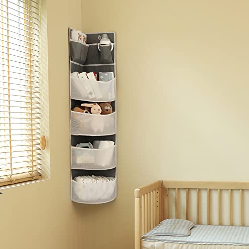 Remittur 1 Pack Corner Shelf With Storage Pocket, Wall Mounted Stuffed Animal Storage, Corner Wall Shelf With Hooks, 4 Tier Child- Friendly Hanging Organier For Diapers,Sundries,Toys,Stuffed Animals #TOP6