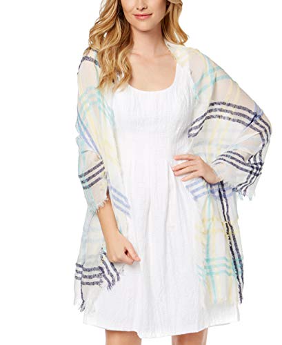 Inc International Concepts Women's Colored Up Plaid Wrap (Navy, One Size)