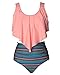 Produktbild Flyrong Damen Bikini-Set mit hoher Taille, gepolstert, für Damen, Badeanzug Gr. (L-Orange+Blue, XL)