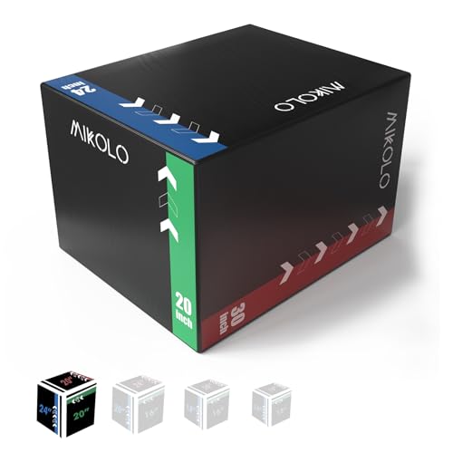 Mikolo 3-in-1 Foam Plyo Box–Soft Plyometric Jump Box with Solid Wood Core,High-Density Foam and Non-Slip Cover–No Assembly Required,Ideal for Home Gym Workout(30