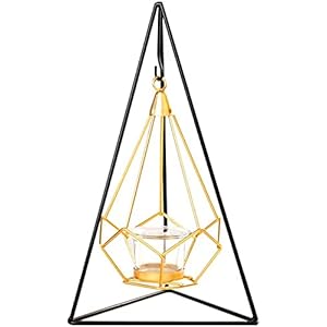Geometrische Kandelaars Opknoping Stand Metaaldraad Geometrische Glas Thee Licht Kandelaars Kandelaars voor Thuis Kamer Decoratie-D