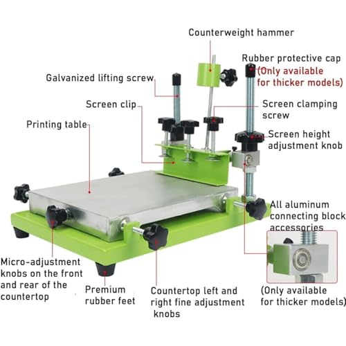 Presse à sérigraphie manuelle à plat avec raclette et plan de travail épais - 6