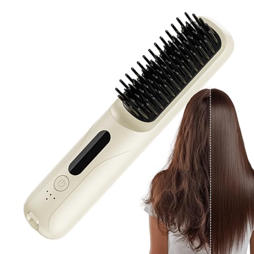 Cepillo alisador inalámbrico para el cabello | Herramienta de peinado portátil para alisar y rizar - Peine alisador de carga USB | Para el hogar, apartamento, salón, viajes de negocios, mujeres