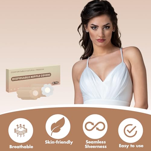 60 Pcs Pasties Nipple Covers for Women - Disposable Nipple Pasties No-Show Nipple Stickers Nipple Tape3