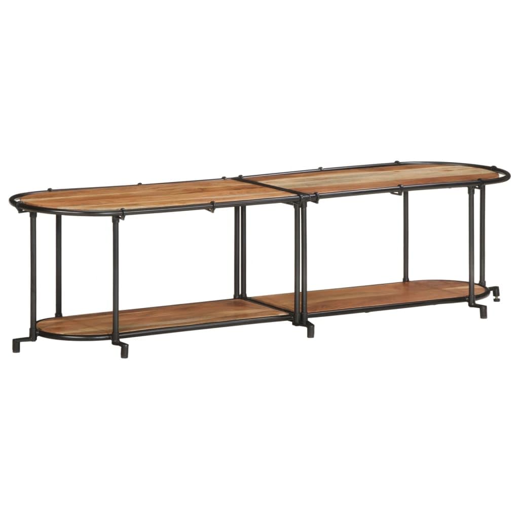 Mobile TV in legno massiccio di acacia, 160 x 42 x 40 cm | Scaffale in ferro industriale, resistente, ampio stoccaggio, soggiorno o camera da letto