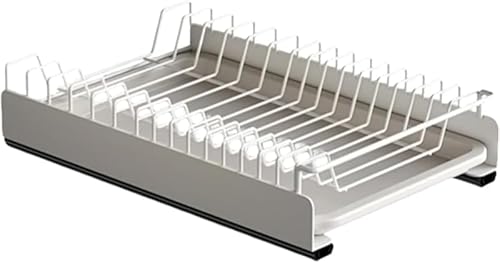 Rutexc スライド式食器収納ラック 引き出し式 大容量 シンク下排水ラック 組み立て簡単 ボウルや皿を収納可能 穴あけ不要