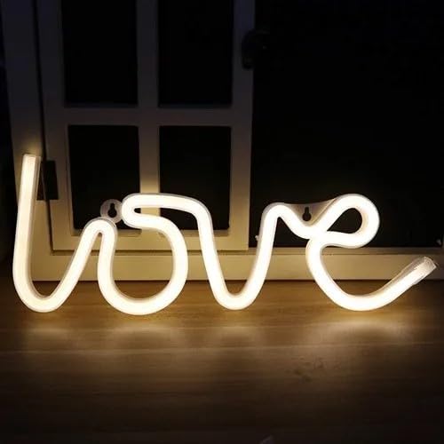 XERGY Love Neon LED Light Sign for Valentine Day Gift, Room Decoration Accessory, Table Decoration, Gifts, Night Light with USB, (Warm White)