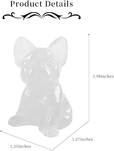 Miniatura 7 de Estatua de bulldog francés de cristal curativo natural de 2 pulgadas, tallada en bolsillo, figuras de perro leal para mascotas coleccionables