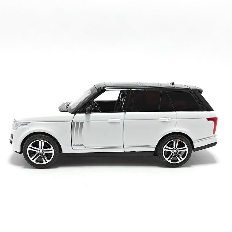 Image of Kids Model 1:32 Range Rover Die Cast Metal Car Pull Back Action Opening Doors with Realistic Engine Sound Lights Toy Car Gift for Boys - White