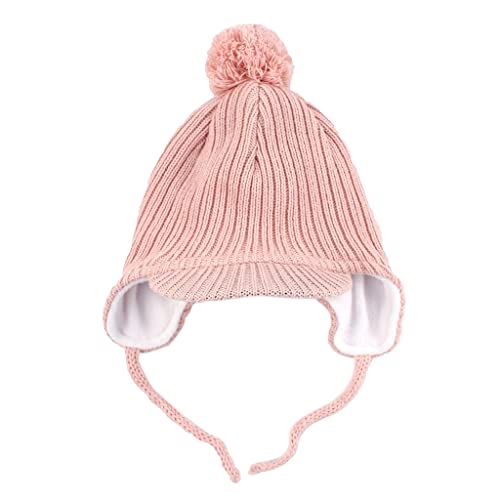 JSEIAJB Baby Toddler Infant Kids Autumn and Winter Visor Knitted Hat Fleece Lined Warm Earflap Beanie Cap for Boys Girls(D,Large)3