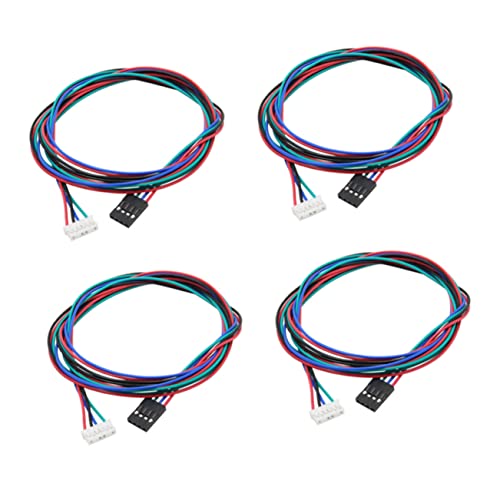VILLFUL 4 Pcs Bipolar Stepper Motor Cables 100cm Long for Nema 17 with 6 Pin Jst and 4 Pin Connectors, Silicon Rubber, R