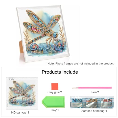 Image of Tontut Diamond Art Painting Kit, Water Dragonfly Adult 5D DIY Diamond Art Kit for Gift Wall Decoration, Suitable for Office, or Home Wall Decoration
