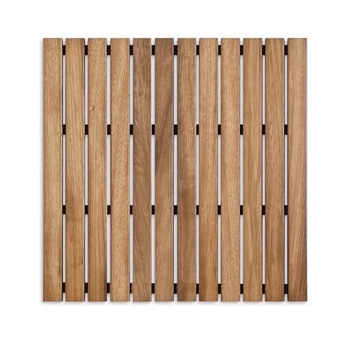 Tarima/Alfombra Flexible para Ducha y baño, en Madera de Teca (60 x 60 cm)