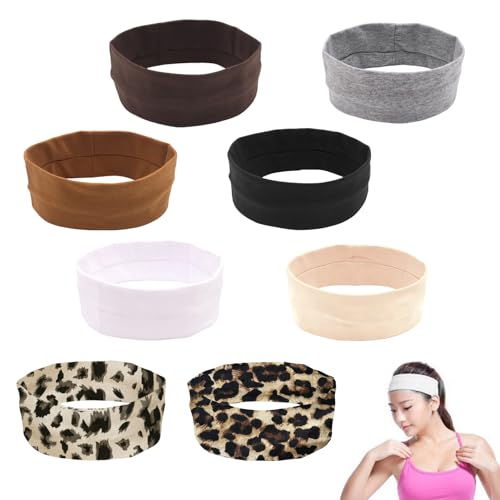 8 diademas para mujer, juego de deportes, bandas para el pelo, unisex, para deporte, yoga, entrenamiento, correr, fitness, antideslizantes, con estampado de leopardo - imagen 6