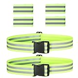 ULTECHNOVO Cinturón y Pulsera Reflectante para Ciclismo y Ejercicio Nocturno, Banda Elástica Ligera Alta Visibilidad Color Verde para Seguridad Deportiva