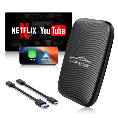 Quanlex 5-in-1 Wireles CaPlay and Android Auto Wireles Adapter, 2025 Upgraded Wireles CarPla Adapter Support TF Card/Mirroring, Video Ai Box for Cars from 2016 & iOS10+, Support Netflix/YouTube