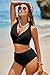 Herseas Womens Black 2 Piece Bikini Sets Twist Front Adjustable Straps Bikini Top Swimsuits High Waisted Bottom Textured Push Up Bathing Suits Girls Fashion Beach Vacation Outfits Large