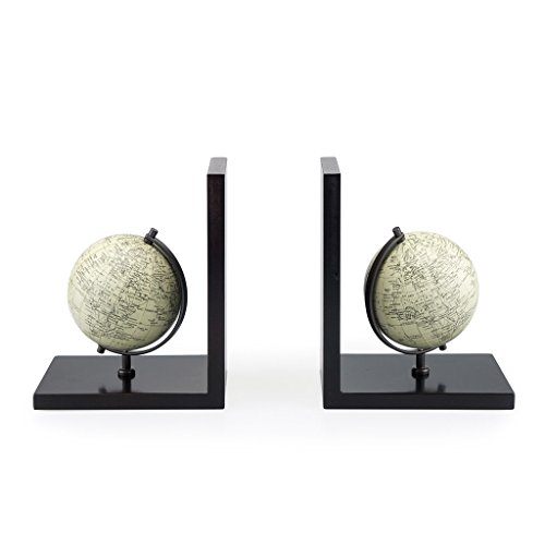 Balvi Sujetalibros Mappamondo con Globo terráqueo Conjunto de 2 Piezas Madera