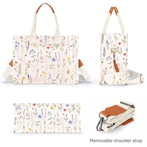 Image of Canvas Tote Bag for Women with Pockets Crossbody Bag Tote Shoulder Handbags Casual Work Bags Everything Tote Bag