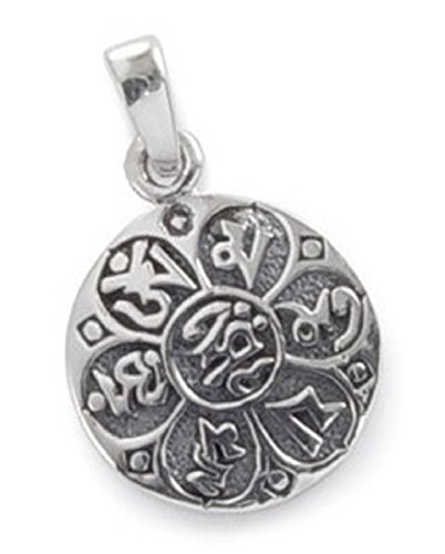 KERALA Colgante Mantra Budista OM Mani Padme Hum. En Plata 925. Tamaño 1.50 cm.