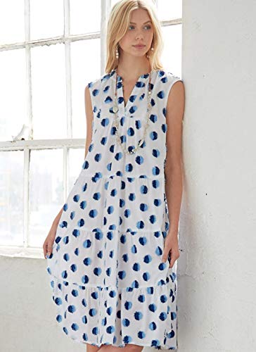 McCall's Misses>Dresses A (XS-S-M-L-XL) Misses' Loose Fitting Dress has Skirt Tiers and Sleeve Variations. B: Lace Trim - Image 4