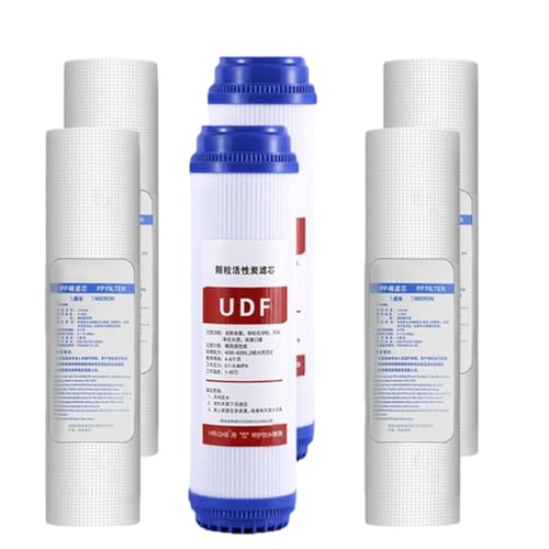 2 kits de repuesto de 3 etapas de 10 pulgadas, incluye 4 filtros de sedimentos PP y 2 cartuchos UDF, sistemas de purificación de agua bajo el fregadero y centralizados