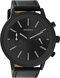 Oozoo Herren Armbanduhr mit Lederband 50 MM Dunkelgrau/Schwarz/Schwarz C10809