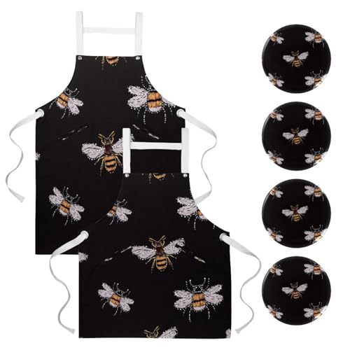 Tablier de cuisine anti-tache lot de 2 tablier de serveuse pour restaurant et maison