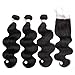 Beauhair Body Wave 3 Bundles with Closure (20 22 24 with 18 Free Part Closure) Brazilian Virgin Hair 100% Unprocessed Human Hair Bundles with Lace Closure Brazilian Body Wave Natural Black Hair