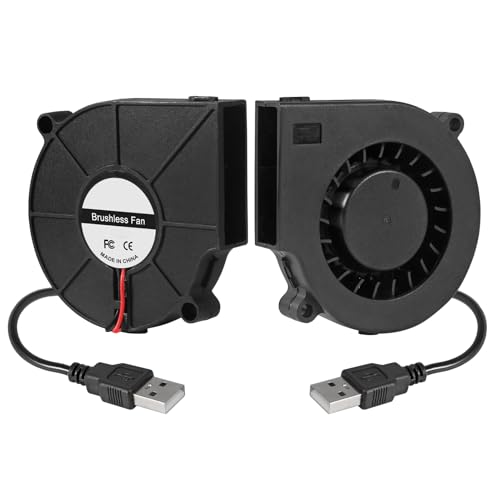 DORHEA 2Pcs 7530 Fan 75x30mm DC 5V 75mm x 30mm Brushless Cooling Fan, Replacement Blower DC Brushless 75mm Fan for Cooling DIY PC Computer Case Fan - USB