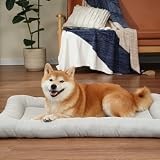 EMME長方形ペットマット ペットベッド 犬用ベッド 長方形 オックスフォード生地 ペット用ベッド 角丸 洗える 清潔やすい 介護 小型 中型 子犬 老犬 マット ペットクッション 滑り止め 寝心地よい 通気 春 夏 秋 冬 通年用 74x48x7.5cmグレイッシュホワイトMサイズ