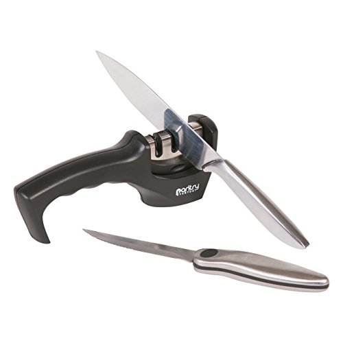 BEST KNIFE SHARPENER - 3-Stage Professional Diamond Hone Manual Sharpener for Steel and Ceramic Knives by Everyday Pantry