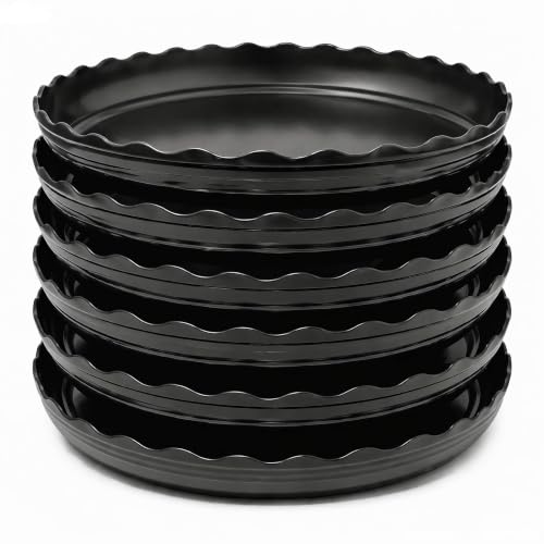 YUANAIYI 6 Pack Wave Plant Saucer - 5inch Plastic Flower Pot Drip Trays/Durable Heavy Duty White Plant Tray for Indoor and Out Door Plant(Black)