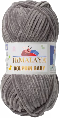 Strickfein Himalaya Dolphin Baby Wolle Garn Baumwolle Strickwolle zum Stricken häkeln (80320 Dunkelgrau)