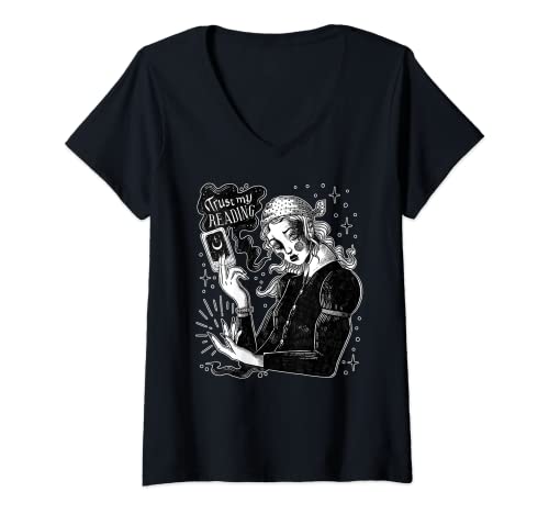 Mujer Tarot Card - Witch Camiseta Cuello V