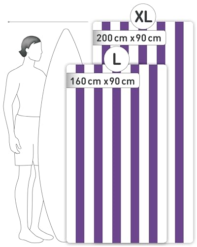 Miniatura 4 de Fit-Flip Toalla Microfibra Playa - Ligera, Fina Y De Secado Rápido - Toalla Microfibra Grande - Toalla Playa 100 Reciclada A Rayas Violeta - Blanco 160 Cm X 90 Cm