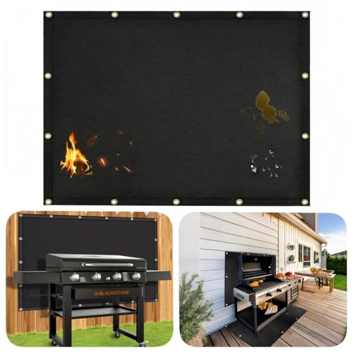 3×4-Foot Heat Waterproof, Oil-Resistant, Easy Cleanup, Fireproof Heat Shield for Grill, Protecting Deck Fence Railing from Grill Heat, Stove wall Protector, BBQ Grill mat ，Grill mats for Outdoor Grill