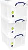 Really Useful Plastic Storage Box Bonus Pack 3x35 Litre Clear