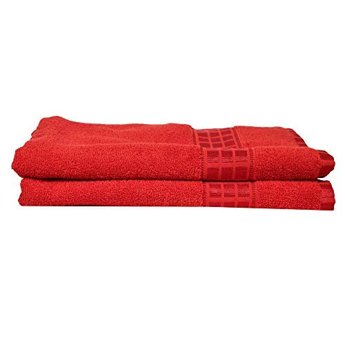 Toalla de baño de algodón roja Toalla-Ley-075, set de 2 piezas que cuidan la piel sensible