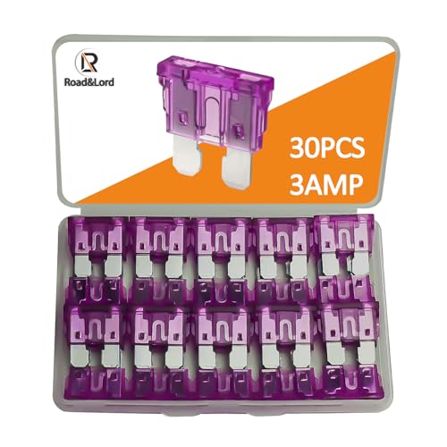 RoadandLord 30Pcs 3A Standard Auto Car Blade Fuses for Car Boat Truck SUV Automotive Replacement Fuses