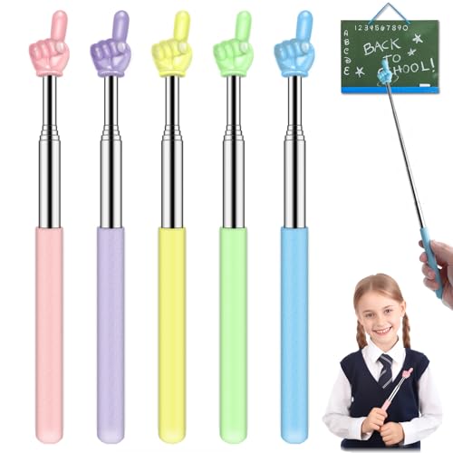 5 Pcs Telescopic Teacher Pointer Stick, Retractable Finger Hand Pointer Classroom Extendable Pointing Stick School Presentations Interactive Learning - View #4