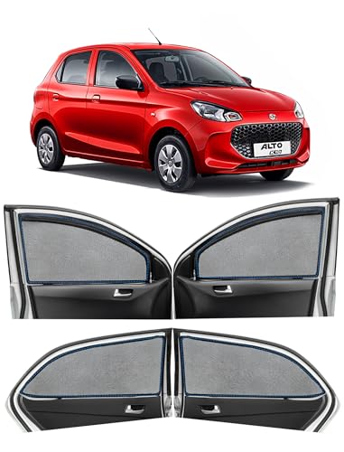 Image of Autofact Magnetic Car Sunshades Compatible with Maruti Alto K10 Old (2014 to 2022) (Set of 4) - Easy Installation, UV Protection, Keeps Car Cool (Front 2 with Zippers, Rear 2 Without Zippers)
