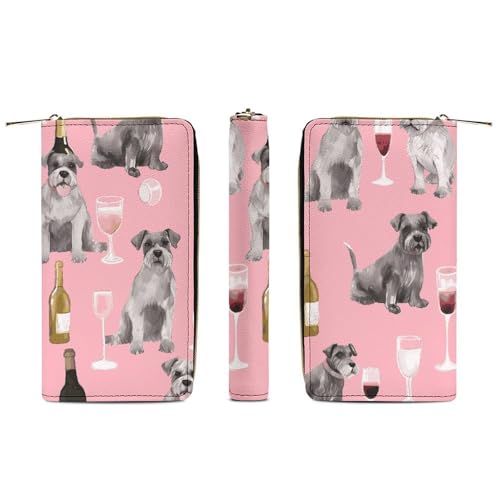 Leather Wallet Bag Schnauzer Painted Credit Card Holder Fashion Simple Card Bag Multifunctional Wallet3