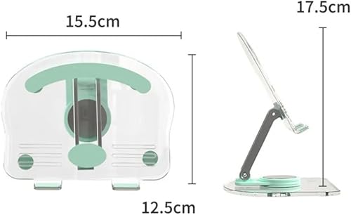 Miniatura 6 de XIHAMA Soporte acrílico para tableta con base giratoria de 360, soporte plegable ajustable transparente para iPad de escritorio para iPadProAir y