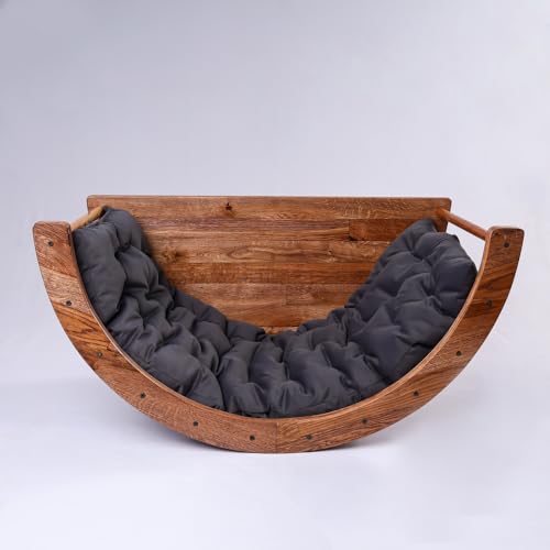 Image of Kids Rocking Bed | Arc Climber | Semi Round Table | Child Safe | Smooth Edges | Multiprpose (Non-Foldable with Mattress, Natural Pine)