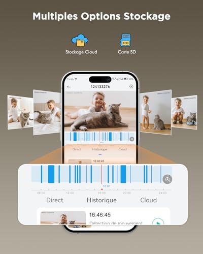 YESNAMO 3K 5 MP Caméra WiFi Interne, 2,4/5 GHz 360° PTZ Suivi Automatique – vue 9