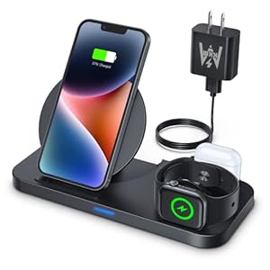 KKM Wireless Charger, 3 in 1 Wireless Charging Station,10W Fast Charging Stand for iPhone 13/13 Pro Max/12 Mini/11/11…