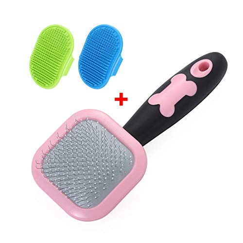 Pocktyle Dog Brush & Cat Brush, Pet Grooming Kit-1 Pcs Big Pet Brush and 2 Pcs Small Pet Brush (Pink-Small)